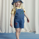 ★Chapter2★2025SS★mini rodini ミニロディーニ Note emb lightweight denim dungarees Blue
