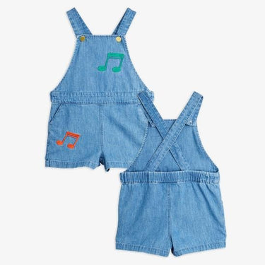 ★Chapter2★2025SS★mini rodini ミニロディーニ Note emb lightweight denim dungarees Blue