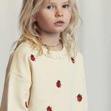 ★Chapter2★2025SS★mini rodini ミニロディーニ Ladybugs emb lace sweatshirt Offwhite