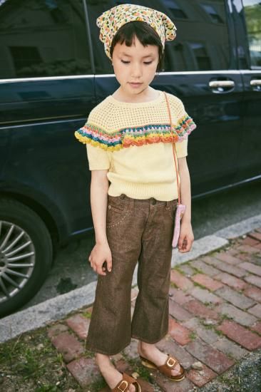 ★DROP1★2025SS★Misha & Puff ミーシャアンドパフ Crochet Joya Top Vintage Yellow K1020S25-773
