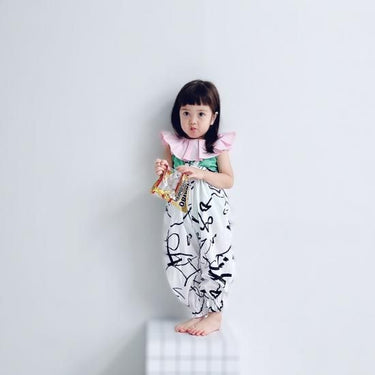 ★frankygrow BABY★frankygrow フランキーグロウ ORG.Pt Frill Suspender Pants WHITE-BLACK fgby24bb#19