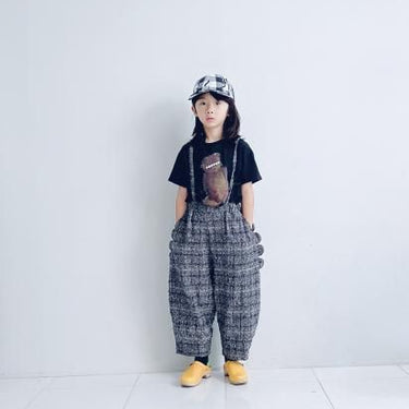 ★25SS PRE★frankygrow NEEDLE PUNCHED COTTON TWEED CHECKED SCALLOPED SUS PANTS GRAY/BROWN 25SBT-365