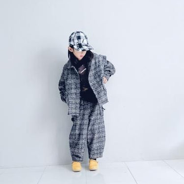 ★25SS PRE★frankygrow NEEDLE PUNCHED COTTON TWEED CHECKED SCALLOPED SUS PANTS GRAY/BROWN 25SBT-365