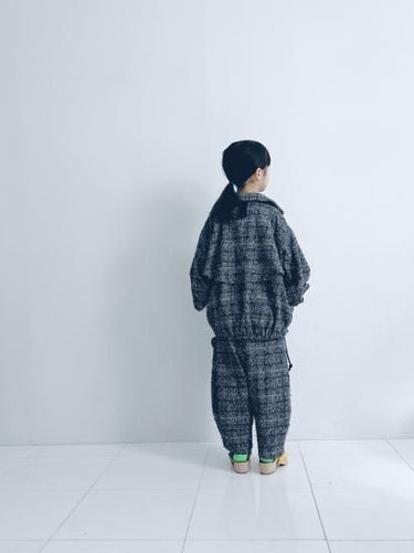 ★25SS PRE★frankygrow NEEDLE PUNCHED COTTON TWEED CHECKED SCALLOPED SUS PANTS GRAY/BROWN 25SBT-365