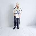 ★25SS PRE★frankygrow NEEDLE PUNCHED COTTON TWEED CHECKED SCALLOPED SUS PANTS GRAY/BROWN 25SBT-365