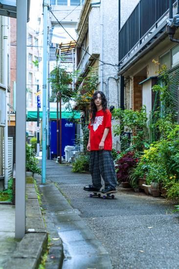 ★25SS PRE★frankygrow NEEDLE PUNCHED COTTON TWEED CHECKED SCALLOPED SUS PANTS GRAY/BROWN 25SBT-365