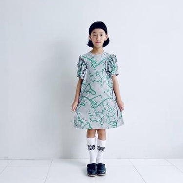 ★2025SS★frankygrow フランキーグロウ ORG.PT DEFORMATION GATHER SLEEVES DRESS GRAY-GREEN 25SOP-270