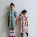 ★2025SS★frankygrow フランキーグロウ ORG.PT DEFORMATION GATHER SLEEVES DRESS GRAY-GREEN 25SOP-270