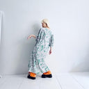 ★2025SS★frankygrow フランキーグロウ ORG.PT DEFORMATION GATHER SLEEVES DRESS GRAY-GREEN 25SOP-270