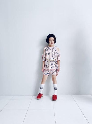★2025SS★frankygrow フランキーグロウ ORG.PT DEFORMATION TEE #03 PINK-BLACK 25SCS-500