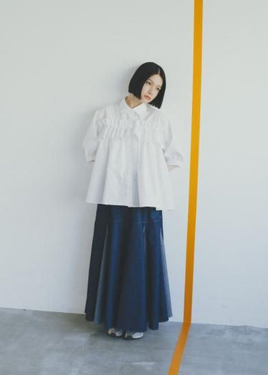 ★25SS PRE★nunuforme ヌヌフォルム フロントフリルブラウス OffWhite Adult 37-nf23-525-031