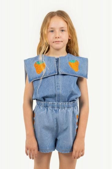 ★DROP1★2025SS★tinycottons タイニーコットンズ STRAWBERRIES BLOUSE light blue denim SS25-248