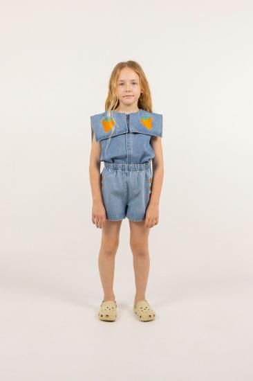 ★DROP1★2025SS★tinycottons タイニーコットンズ STRAWBERRIES BLOUSE light blue denim SS25-248