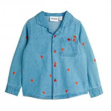 ★5/中旬入荷予定ご予約★PRE 2025AW collection★mini rodini ミニロディーニ Mini hearts aoe woven ls shirt Blue