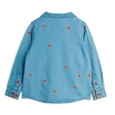 ★5/中旬入荷予定ご予約★PRE 2025AW collection★mini rodini ミニロディーニ Mini hearts aoe woven ls shirt Blue
