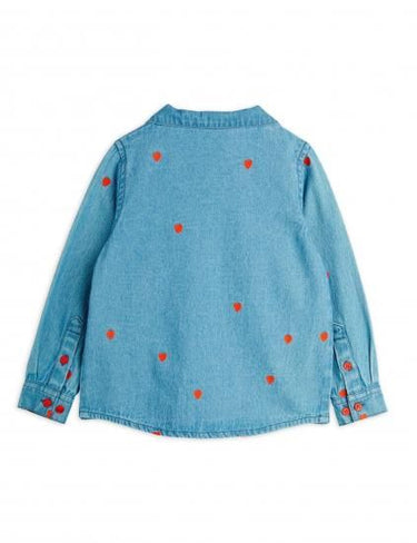 ★5/中旬入荷予定ご予約★PRE 2025AW collection★mini rodini ミニロディーニ Mini hearts aoe woven ls shirt Blue