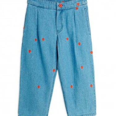 ★5/中旬入荷予定ご予約★PRE 2025AW collection★mini rodini ミニロディーニ Mini hearts aop woven trousers Blue
