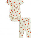 ★5/中旬入荷予定ご予約★PRE 2025AW collection★mini rodini ミニロディーニ Outlined hearts aop baby set Offwhite