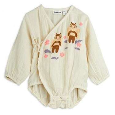 ★5/中旬入荷予定ご予約★PRE 2025AW collection★mini rodini ミニロディーニ Muslin bee sp wrap body Offwhite