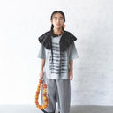 ★2025SS★michirico ミチリコ Hand with ribbon T 杢グレー MR25SS-07(kids/adult)