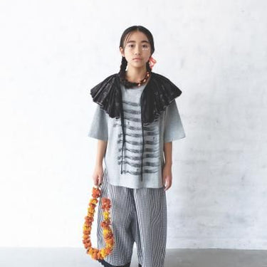 ★2025SS★michirico ミチリコ Hand with ribbon T 杢グレー MR25SS-07(kids/adult)