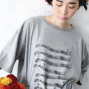 ★2025SS★michirico ミチリコ Hand with ribbon T 杢グレー MR25SS-07(kids/adult)
