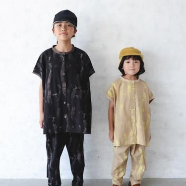 ★ご予約★2025SS★michirico ミチリコ My dear Mexico TEX collarless shirts ブラック MR25SS-15(kids/adult)