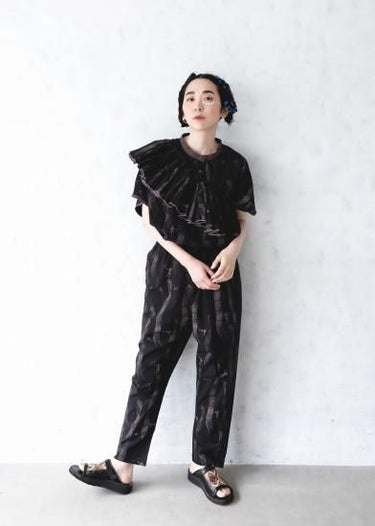 ★ご予約★2025SS★michirico ミチリコ My dear Mexico TEX collarless shirts ブラック MR25SS-15(kids/adult)