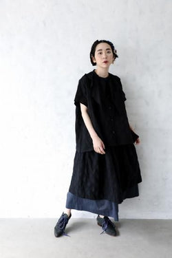 ★入荷済み★2025SS★michirico ミチリコ Embroidery pattern shirts ブラック MR25SS-22(adult)