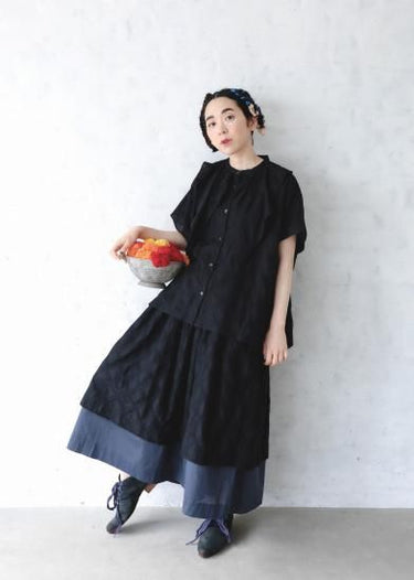 ★入荷済み★2025SS★michirico ミチリコ Embroidery pattern shirts ブラック MR25SS-22(adult)
