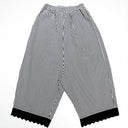 ★入荷済み★2025SS★michirico ミチリコ Hem lace wide sarouel stripe&plaid pants 黒×白 MR25SS-26(kids/adult)