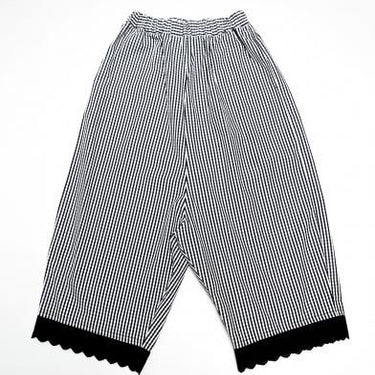 ★入荷済み★2025SS★michirico ミチリコ Hem lace wide sarouel stripe&plaid pants 黒×白 MR25SS-26(kids/adult)
