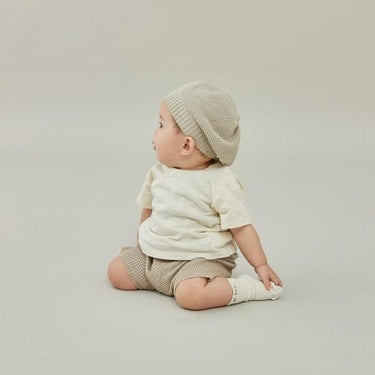 ★入荷済み★2025SS★MOUN TEN. マウンテン bicolor waffle shorts(for baby) sand x ecru BP04-0103