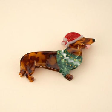 Coucou Suzette ククシュゼット Chilly Dachshund Hair Claw クリスマス帽 ダックスフンド ヘアクリップ