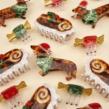 Coucou Suzette ククシュゼット Red Christmas Candy Mini Hair Claw レッドクリスマスキャンディ ミニヘアクリップ