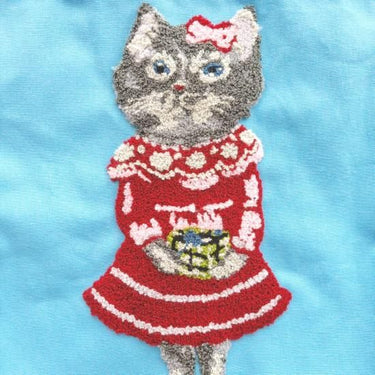 NathalieLete ナタリーレテ Nathalie Lete Fluffy Rectangle tote bag Gray cat 511042