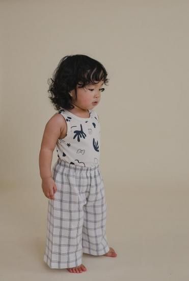 organic zoo オーガニックズー Navy Window Check Wide Leg Pants 16NWCWL