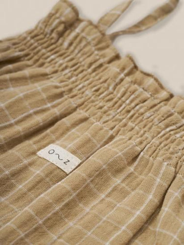 organic zoo オーガニックズー Grid Check Spaghetti Bodysuit Wheat 16SPBWGC
