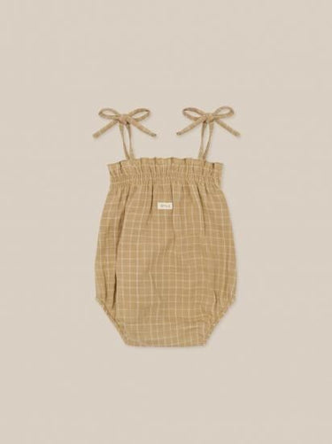 organic zoo オーガニックズー Grid Check Spaghetti Bodysuit Wheat 16SPBWGC