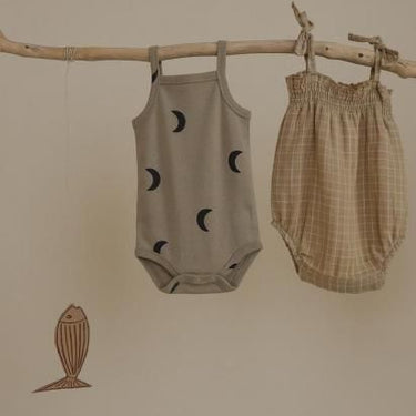 organic zoo オーガニックズー Grid Check Spaghetti Bodysuit Wheat 16SPBWGC