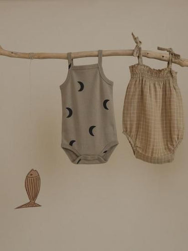 organic zoo オーガニックズー Grid Check Spaghetti Bodysuit Wheat 16SPBWGC