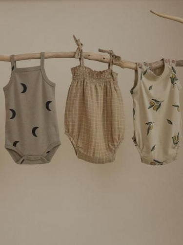 organic zoo オーガニックズー Grid Check Spaghetti Bodysuit Wheat 16SPBWGC