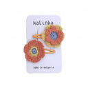 ★2025SS★Kalinka Kids カリンカキッズ Flower Crochet Clip Set Mango / Honey