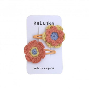 ★2025SS★Kalinka Kids カリンカキッズ Flower Crochet Clip Set Mango / Honey