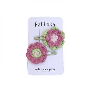 ★2025SS★Kalinka Kids カリンカキッズ Flower Crochet Clip Set Raspberry / Lime