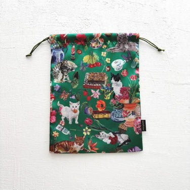 NathalieLete ナタリーレテ Nathalie Lete Satin drawstring pouch Cats 511152