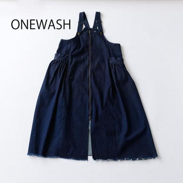 ★8-10月入荷予定ご予約★2025AW★nunuforme ヌヌフォルム デニムジップアップジャンスカ one-Wash adult 04-nf24-490-038