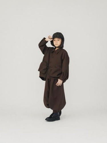 ★8-10月入荷予定ご予約★2025AW★nunuforme ヌヌフォルム サークルジップシャツ Brown 27-nf24-522-241