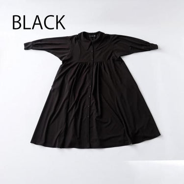 ★8-10月入荷予定ご予約★2025AW★nunuforme ヌヌフォルム ボリュームギャザーワンピース adult Black 34-nf24-491-246