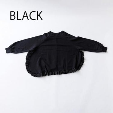 ★8-10月入荷予定ご予約★2025AW★nunuforme ヌヌフォルム ラウンドフリルトレーナー Black 47-nf24-992-714